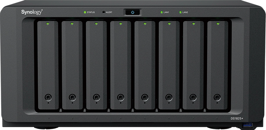 Synology DS1825+ 8-bay DiskStation NAS, official product image courtesy of Synology Inc.