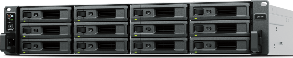 The UC3400 headline specs — dual controllers, 180K+ 4K random write IOPS, virtua