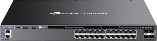 TP-Link Omada SG6428XHP 24-port Gigabit stackable L3 managed PoE+ switch with 4x 10G SFP+ slots - official TP-Link product photo