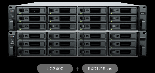 Capacity grows to 36 bays with two RXD1219sas expansion units. (Image courtesy S